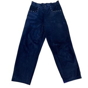 𝅺DANIER Leather vintage dark blue suede studded pants Sz 14